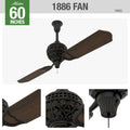 1886  edicin limitada 60 pulgadas ventiladores de techo hunter midas black - distressed dark cherry basswood| 2