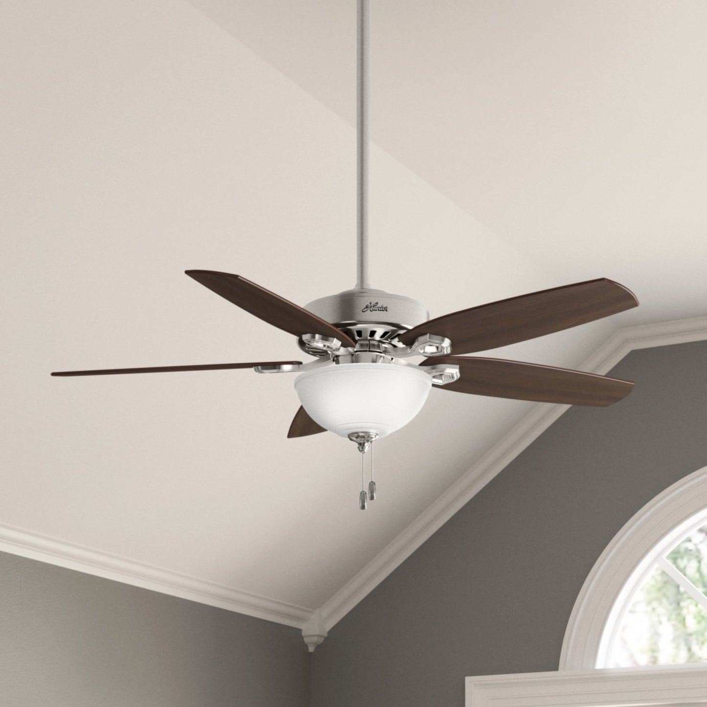 builder deluxe con luz 52 pulgadas ventiladores de techo hunter brushed nickel - brazilian cherry| 4