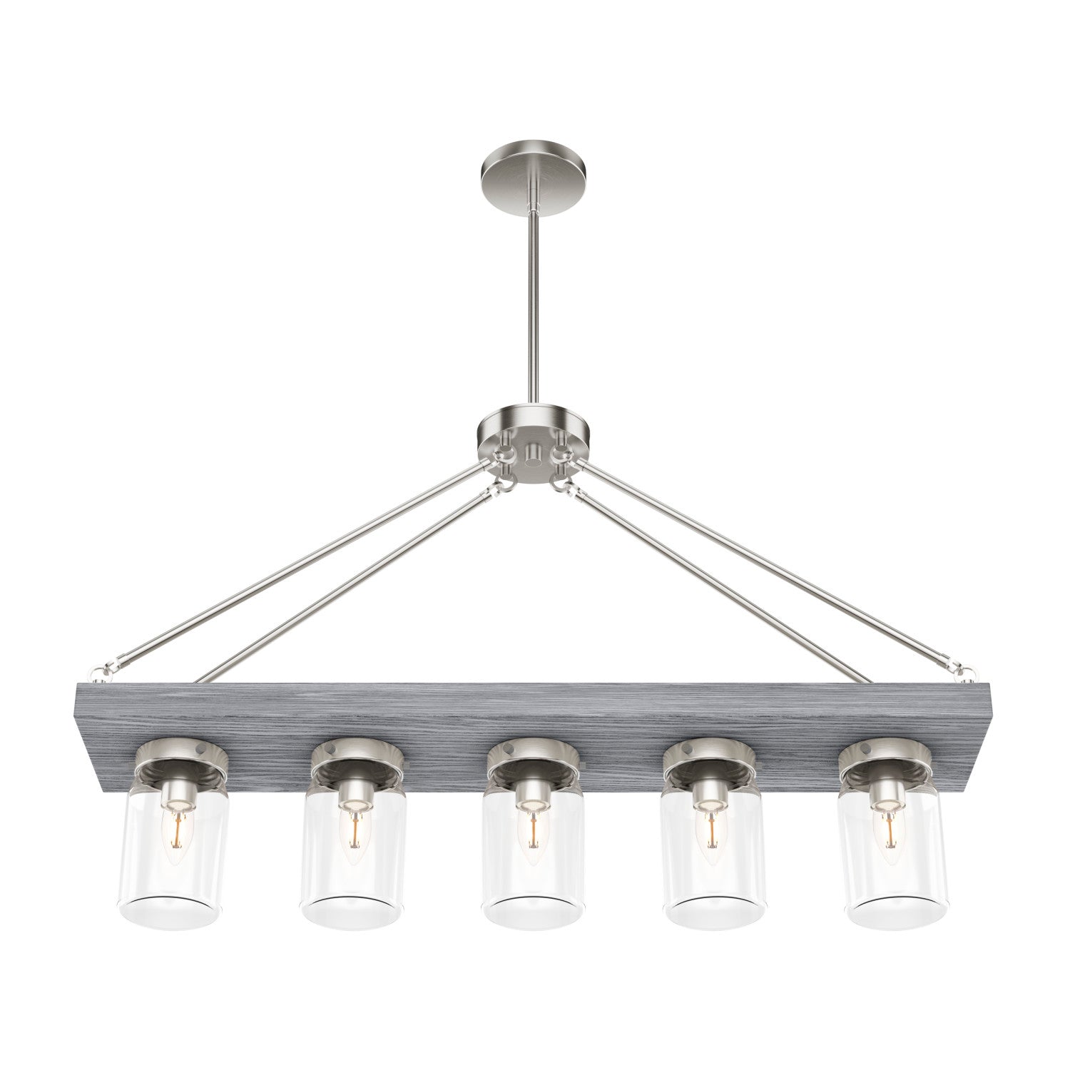 candelabro devon park 5 luces lighting hunter brushed nickel - grey wood| 4