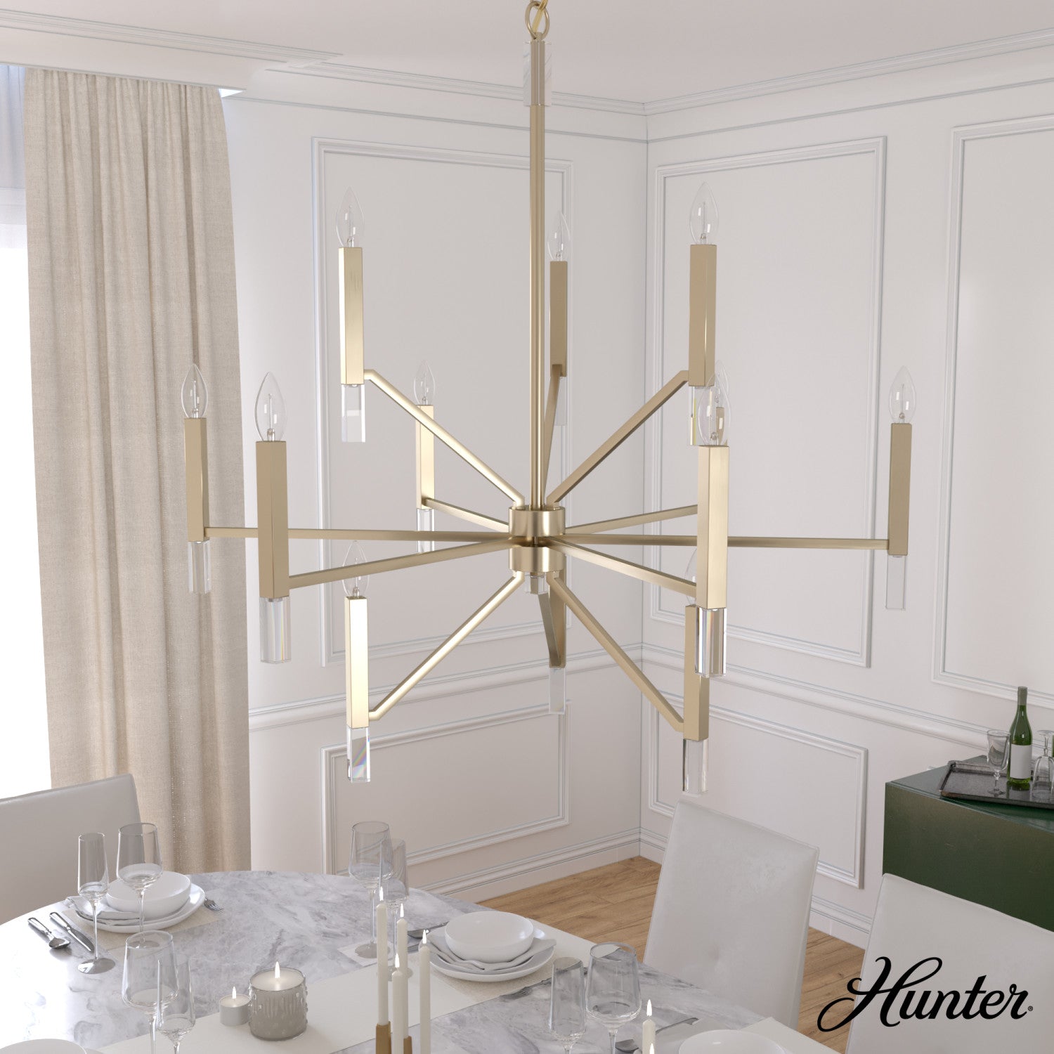 candelabro sunjai 12 luces lighting hunter alturas gold - none| 1