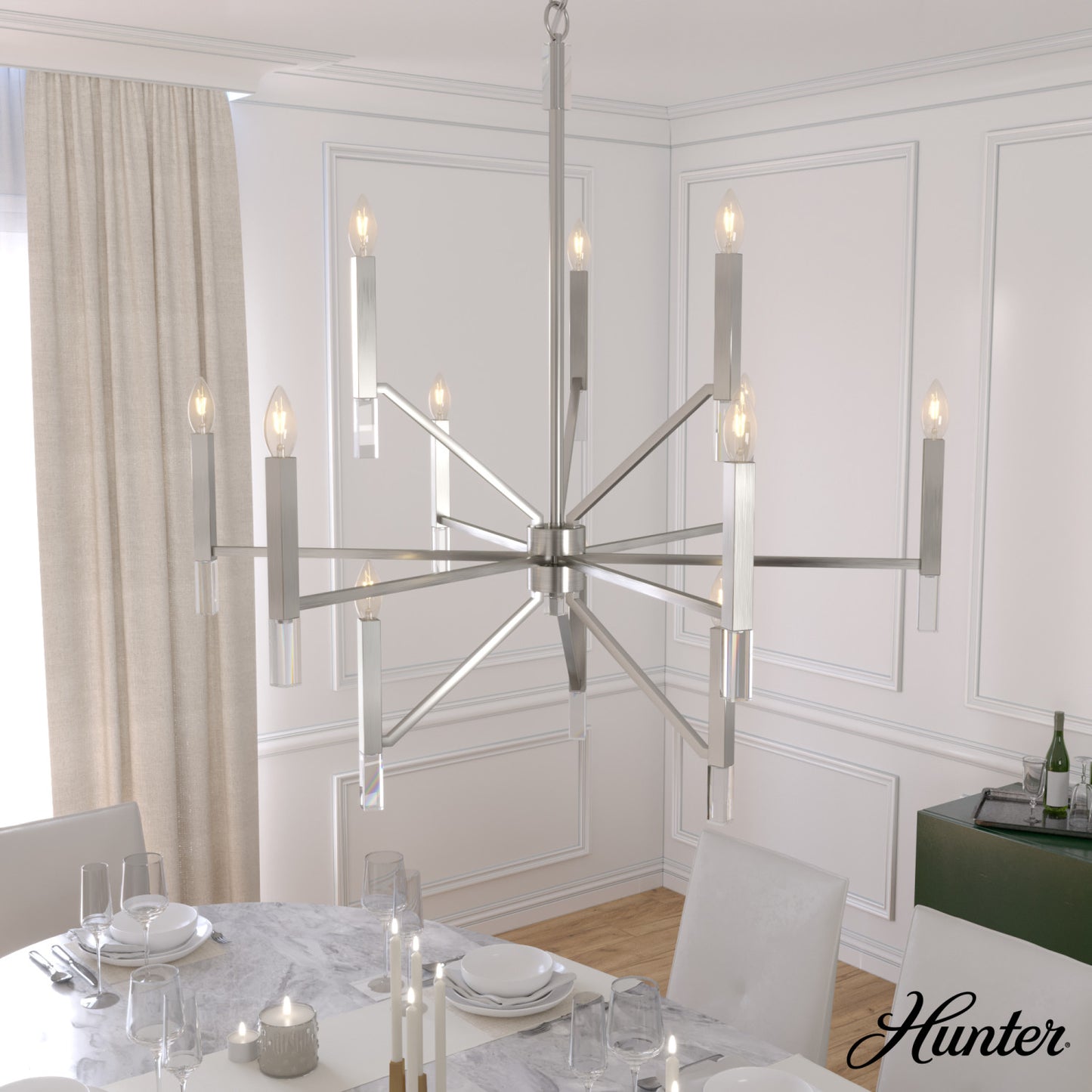 candelabro sunjai 12 luces lighting hunter brushed nickel - none| 1