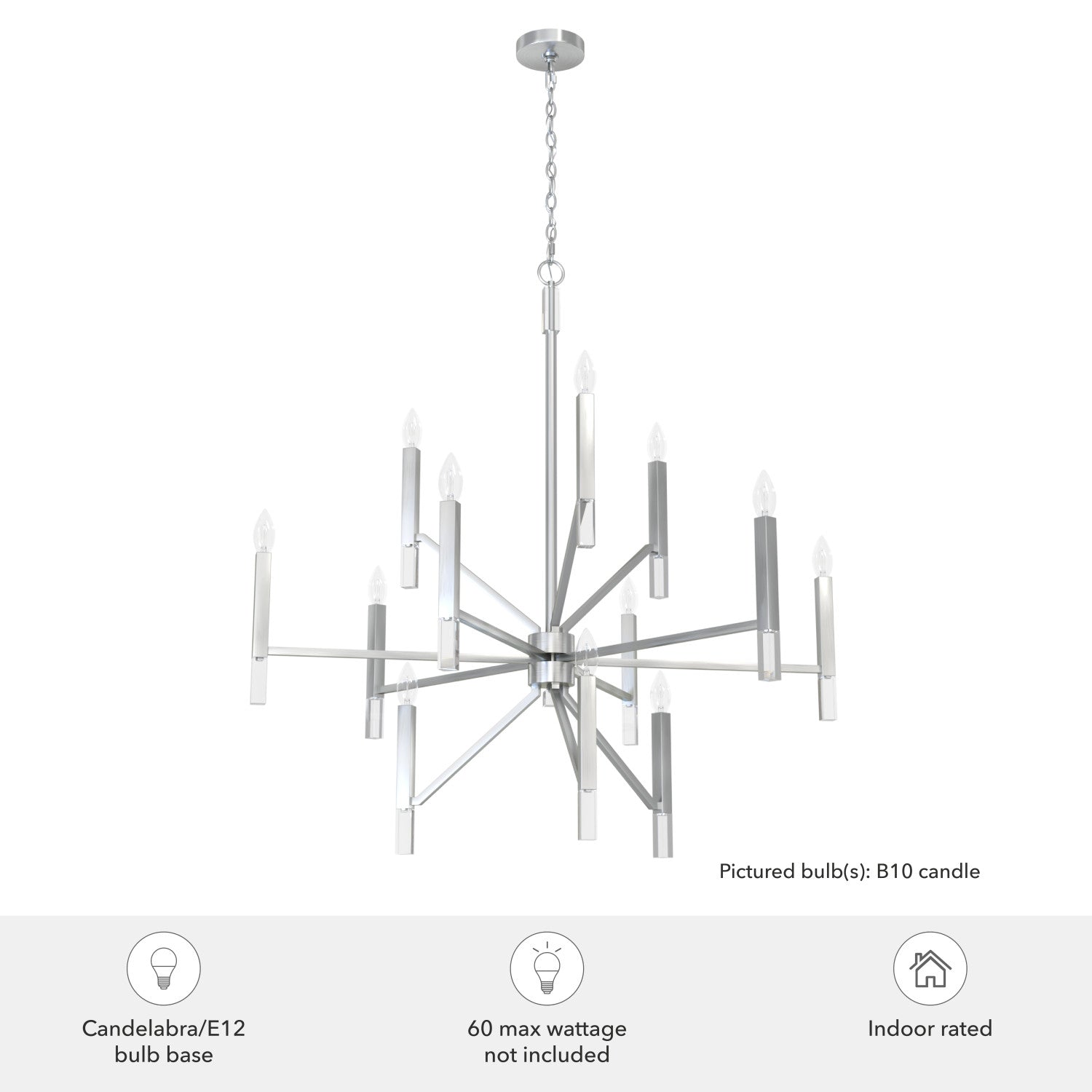 candelabro sunjai 12 luces lighting hunter brushed nickel - none| 4