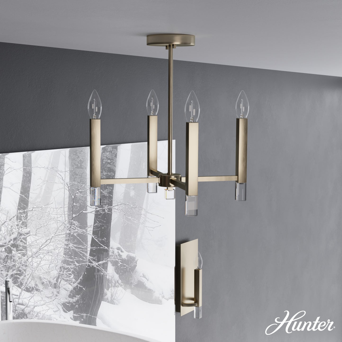 candelabro sunjai 4 luces lighting hunter alturas gold - none| 1