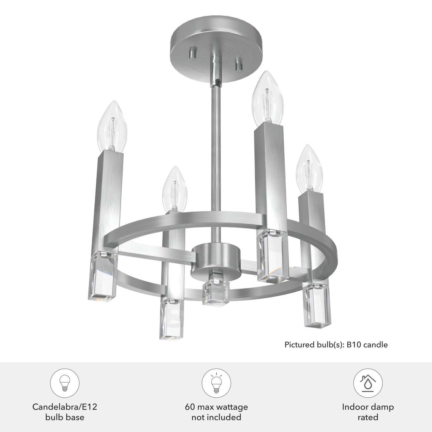 candelabro sunjai 4 luces lighting hunter brushed nickel - none| 4