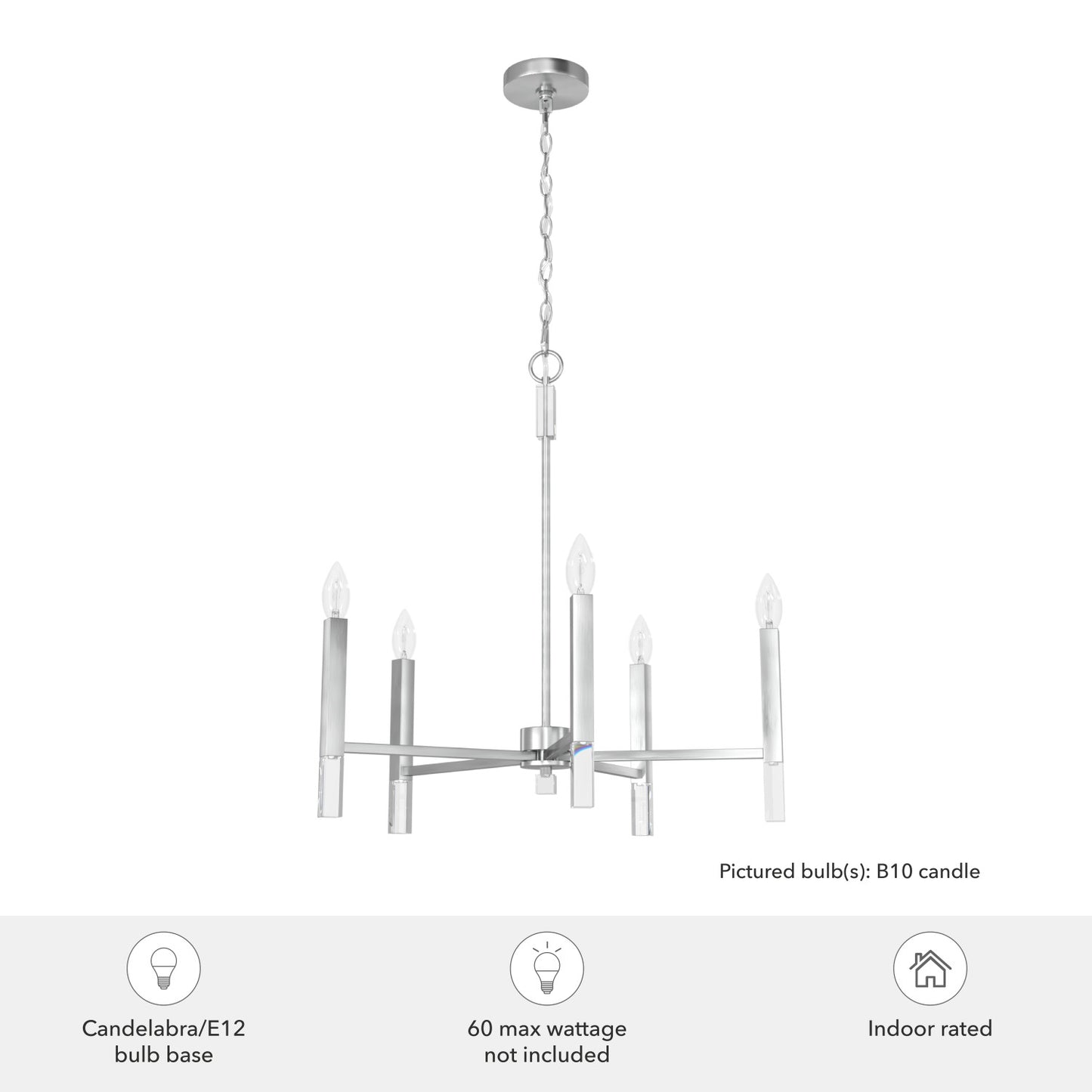 candelabro sunjai 5 luces lighting hunter brushed nickel - none| 4