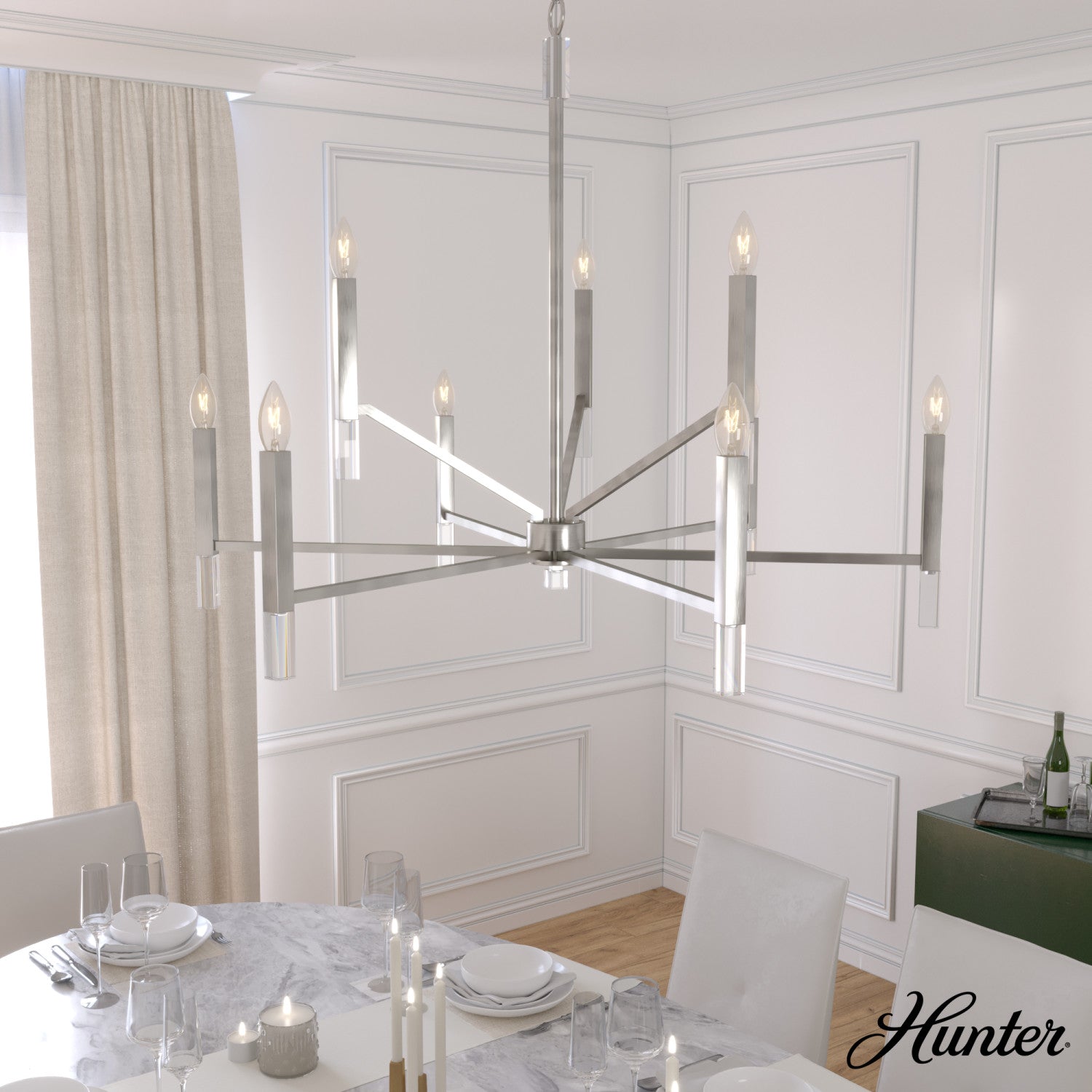 candelabro sunjai 9 luces lighting hunter brushed nickel - none| 1