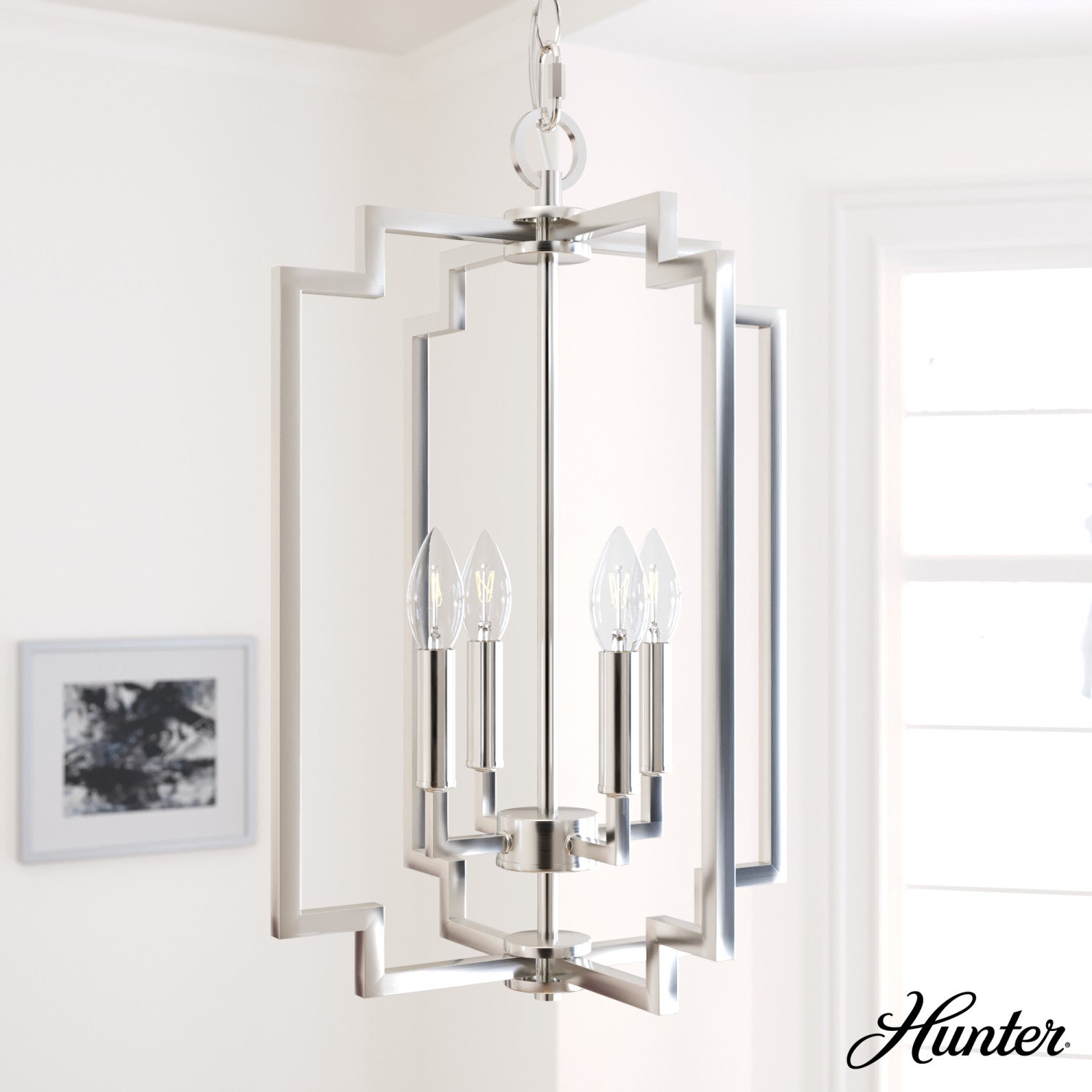 candelabro zoanne 4 luces 14 pulgadas lighting hunter brushed nickel - none| 1