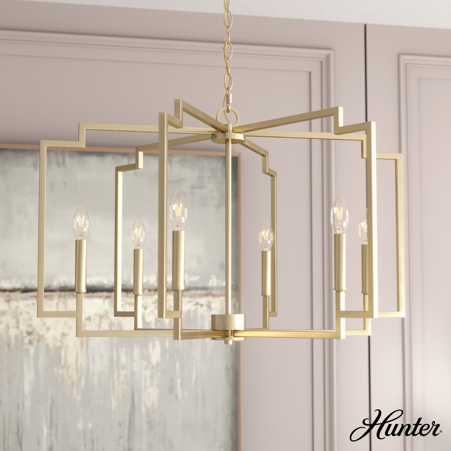 candelabro zoanne 6 luces 30 pulgadas lighting hunter alturas gold - none| 1