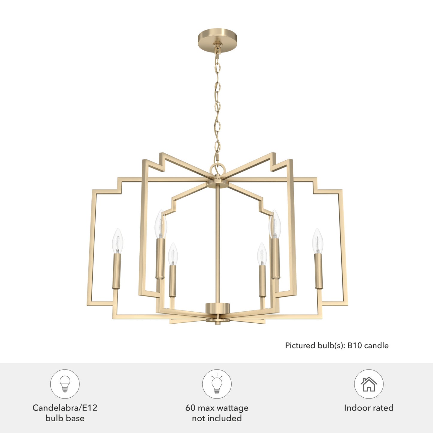 candelabro zoanne 6 luces 30 pulgadas lighting hunter alturas gold - none| 4