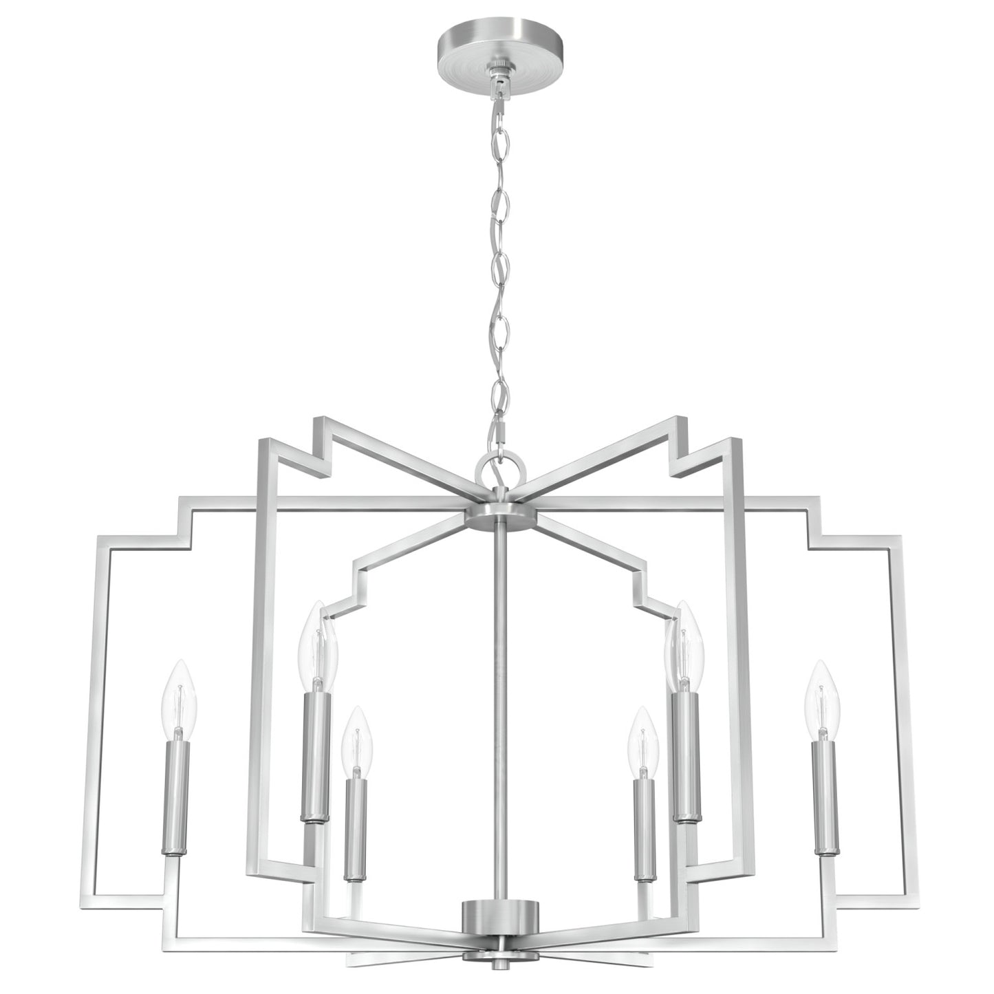 candelabro zoanne 6 luces 30 pulgadas lighting hunter brushed nickel - none| 3