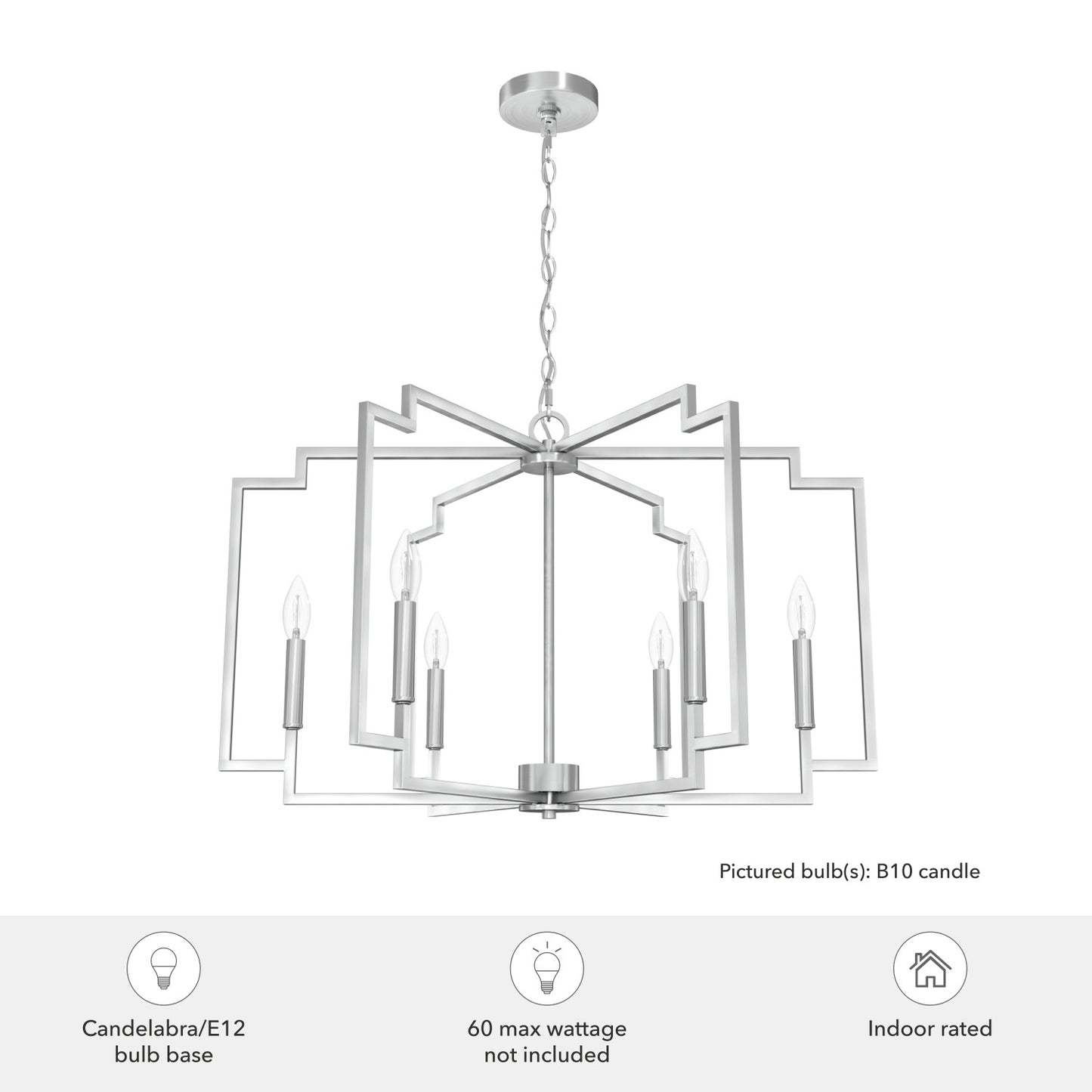 candelabro zoanne 6 luces 30 pulgadas lighting hunter brushed nickel - none| 4