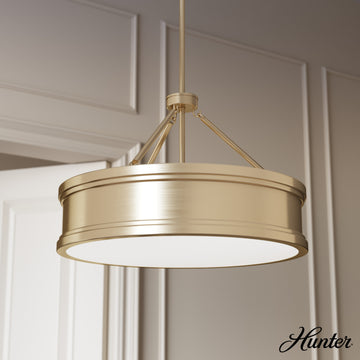 colgante capshaw 5 luces 21 pulgadas lighting hunter alturas gold - painted cased white| 1