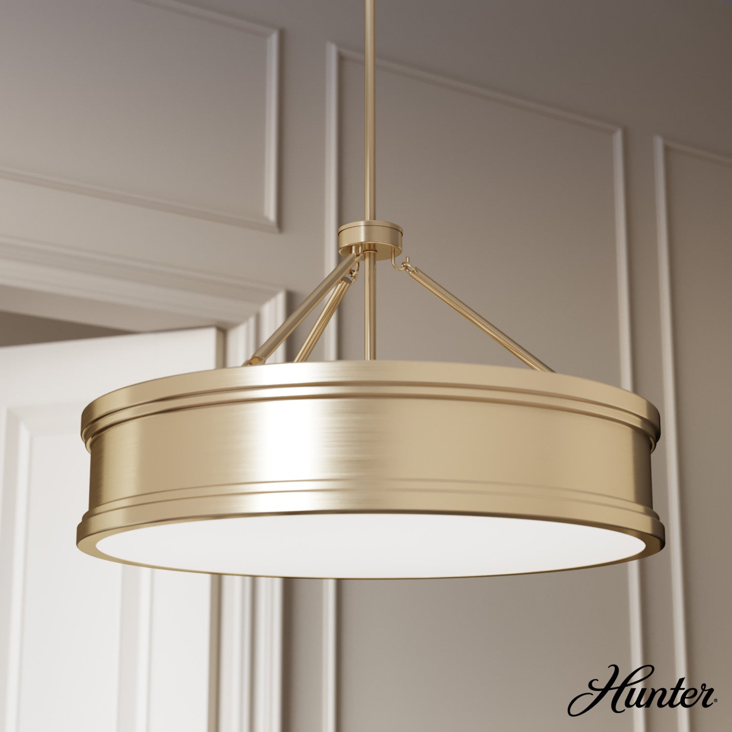 colgante capshaw 6 luces 24 pulgadas lighting hunter alturas gold - painted cased white| 1