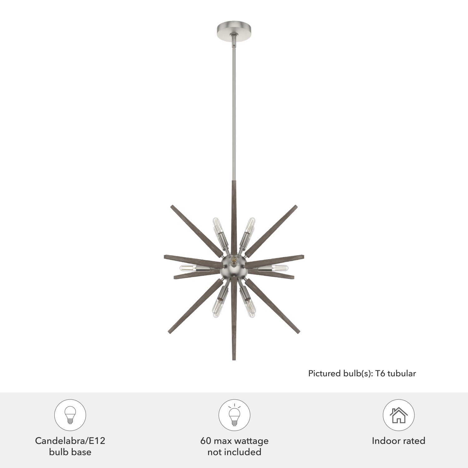 colgante jupiter star 12 luces 24 pulgadas lighting hunter brushed nickel - none| 4