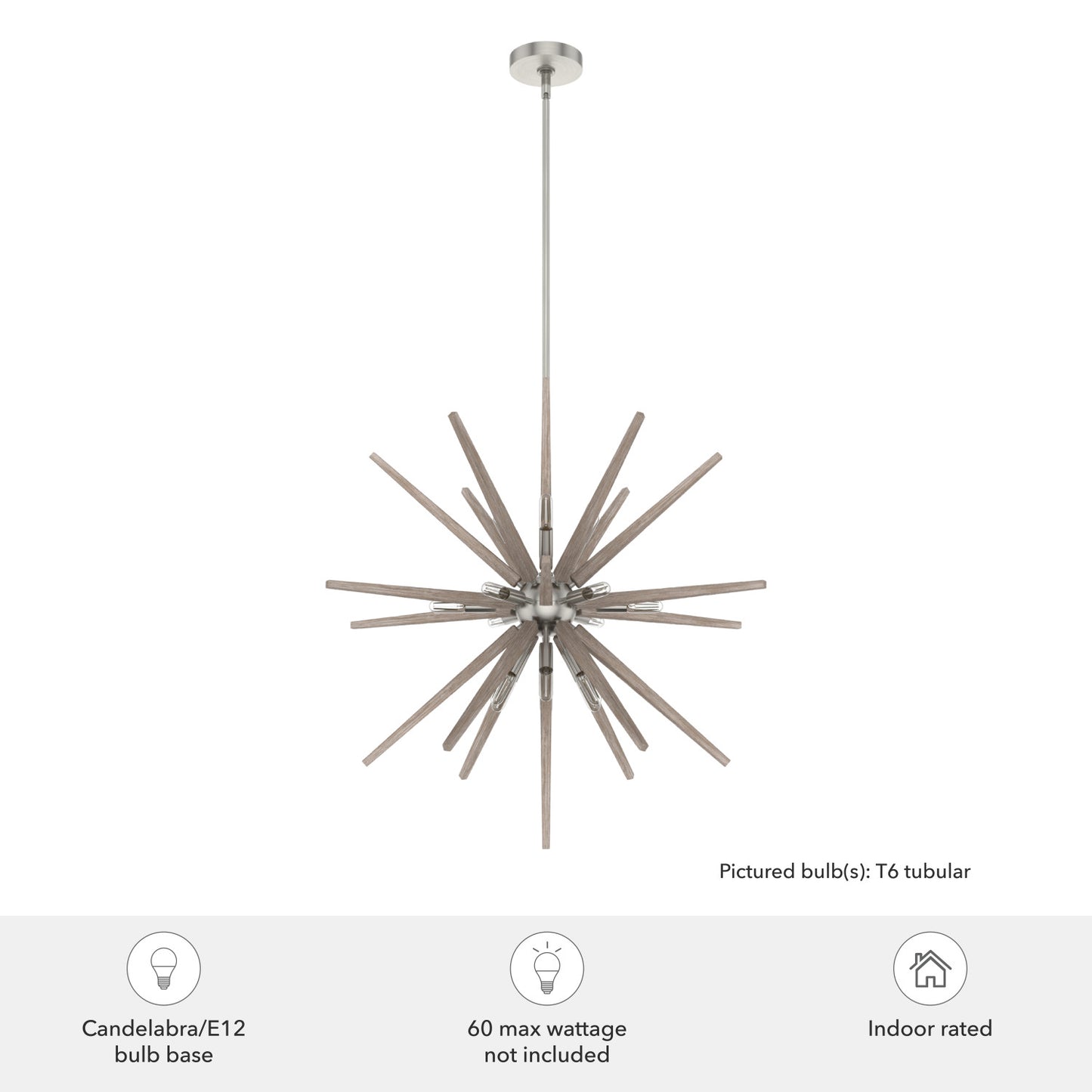 colgante jupiter star 30 pulgadas lighting hunter brushed nickel - none| 4