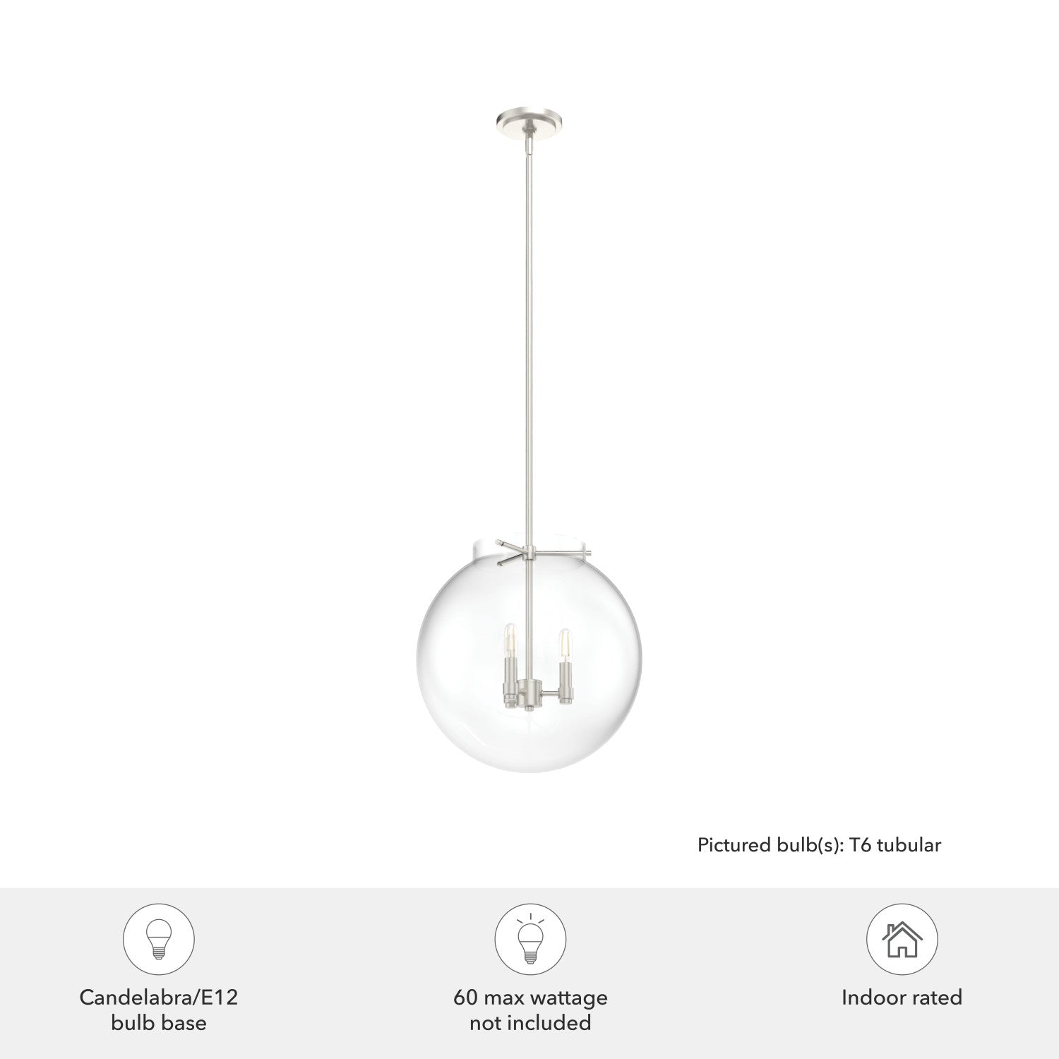 colgante sacha 3 luces 16 pulgadas lighting hunter brushed nickel - clear| 4