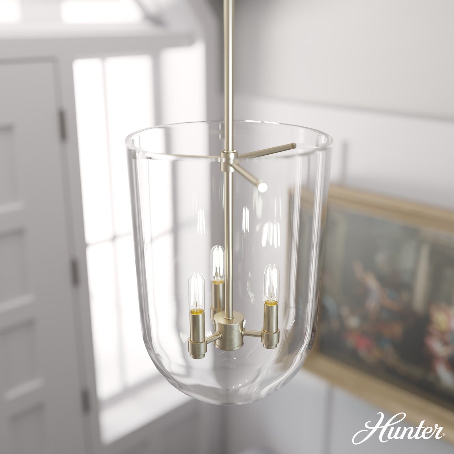 colgante sacha 3 luces lighting hunter alturas gold - clear| 1