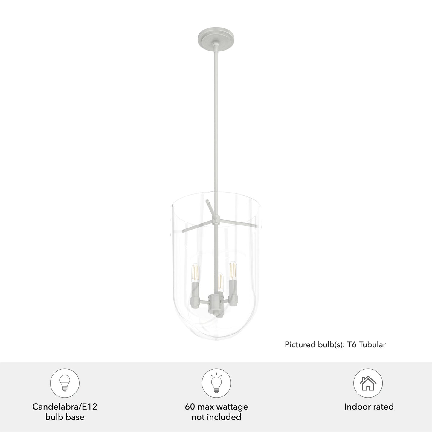 colgante sacha 3 luces lighting hunter brushed nickel - clear| 4