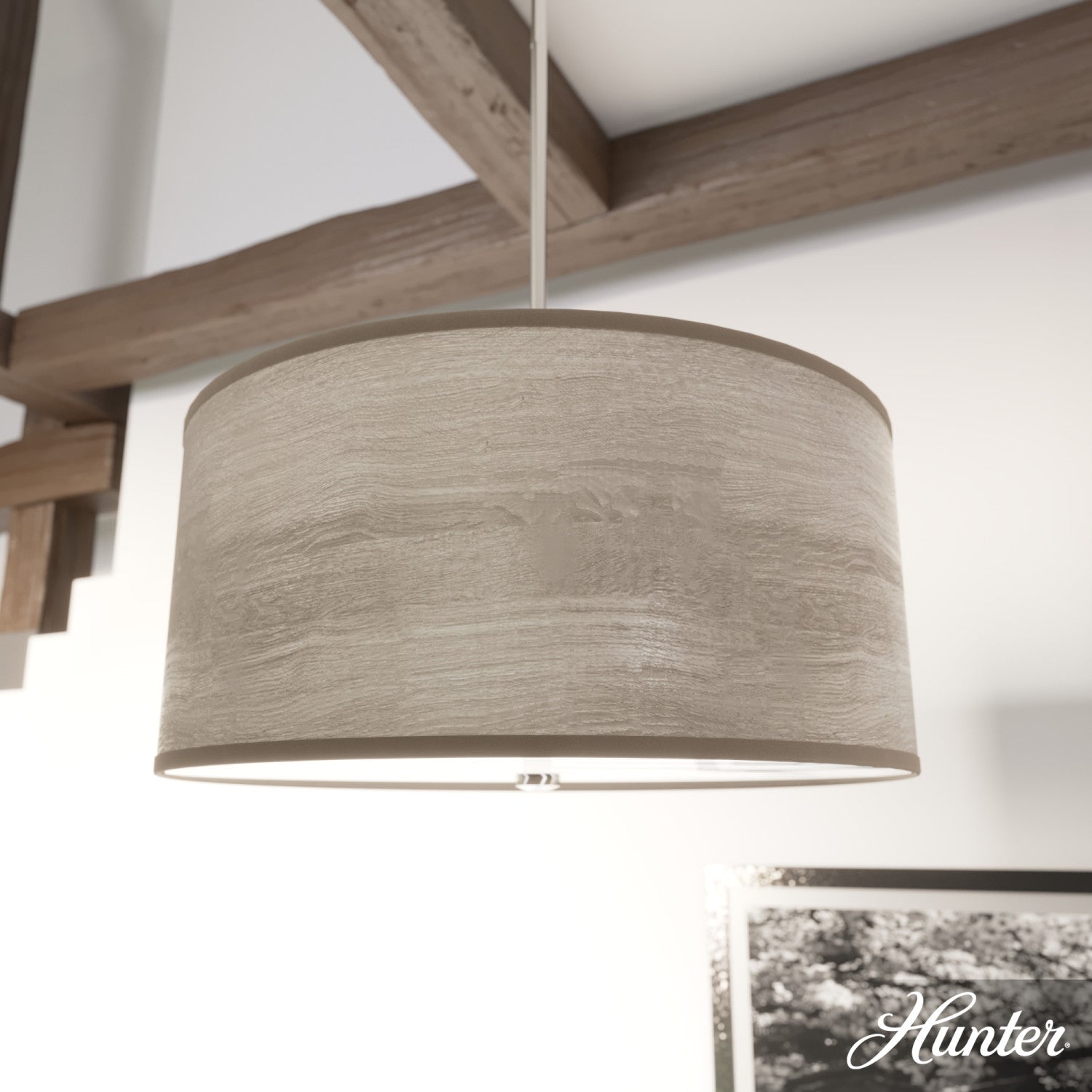 colgante solhaven 3 luces lighting hunter light grey oak - brushed nickel| 1