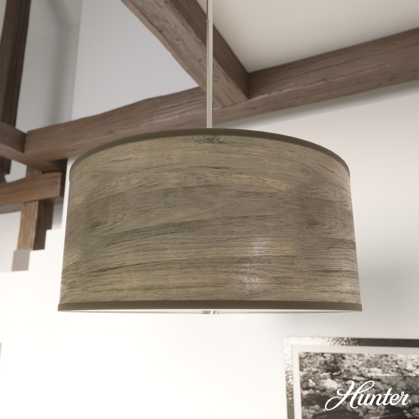 colgante solhaven 3 luces lighting hunter warm grey oak - brushed nickel| 1