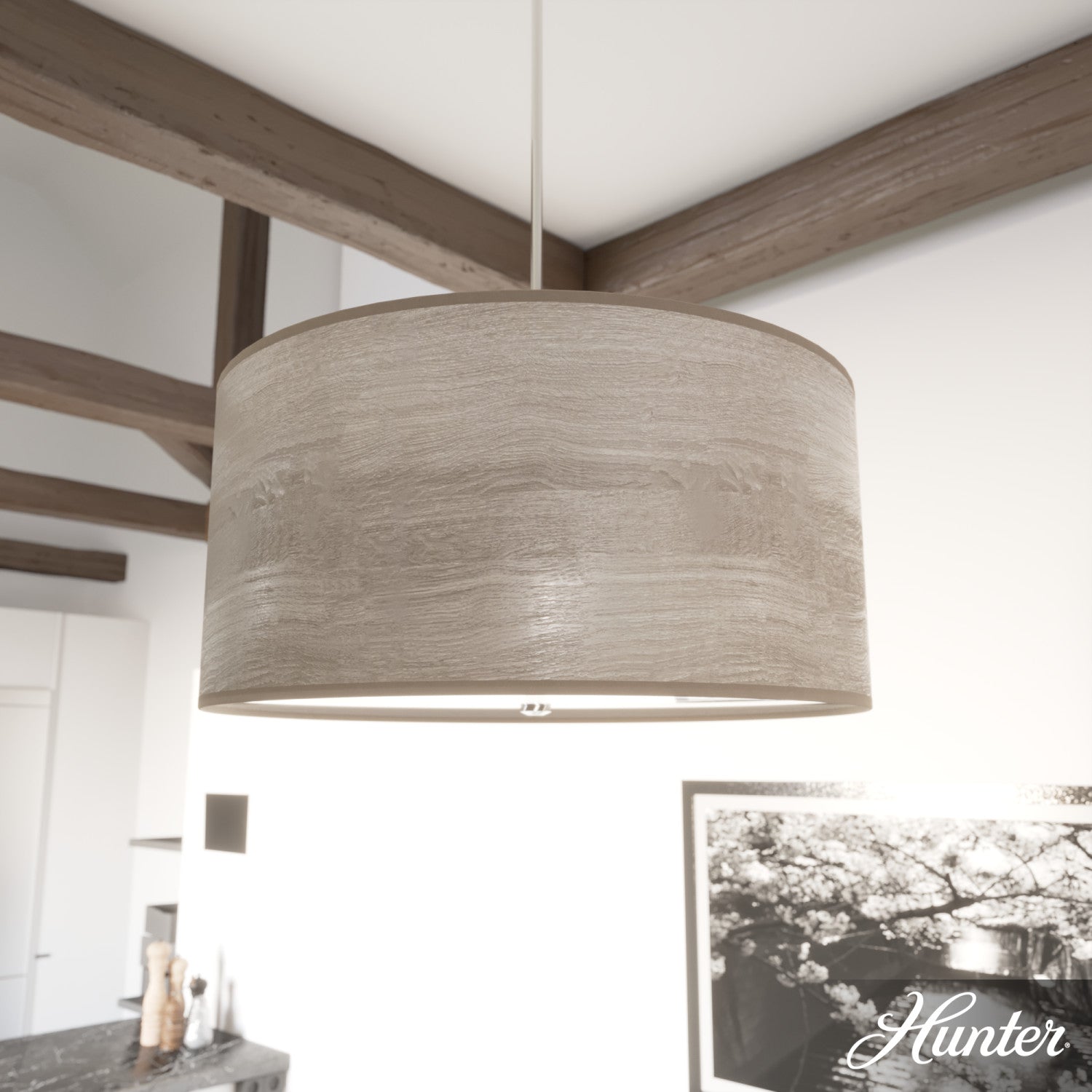 colgante solhaven 4 luces lighting hunter light grey oak - brushed nickel| 1