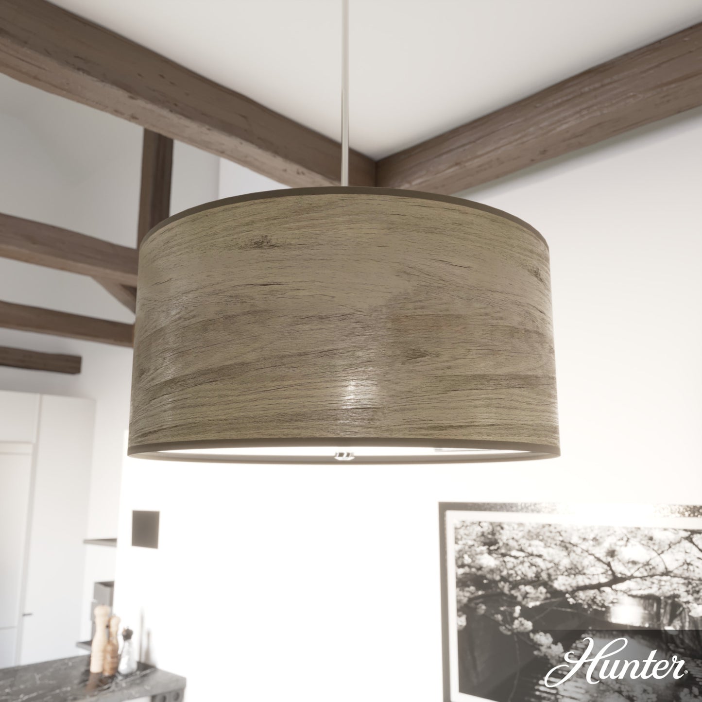 colgante solhaven 4 luces lighting hunter warm grey oak - brushed nickel| 1