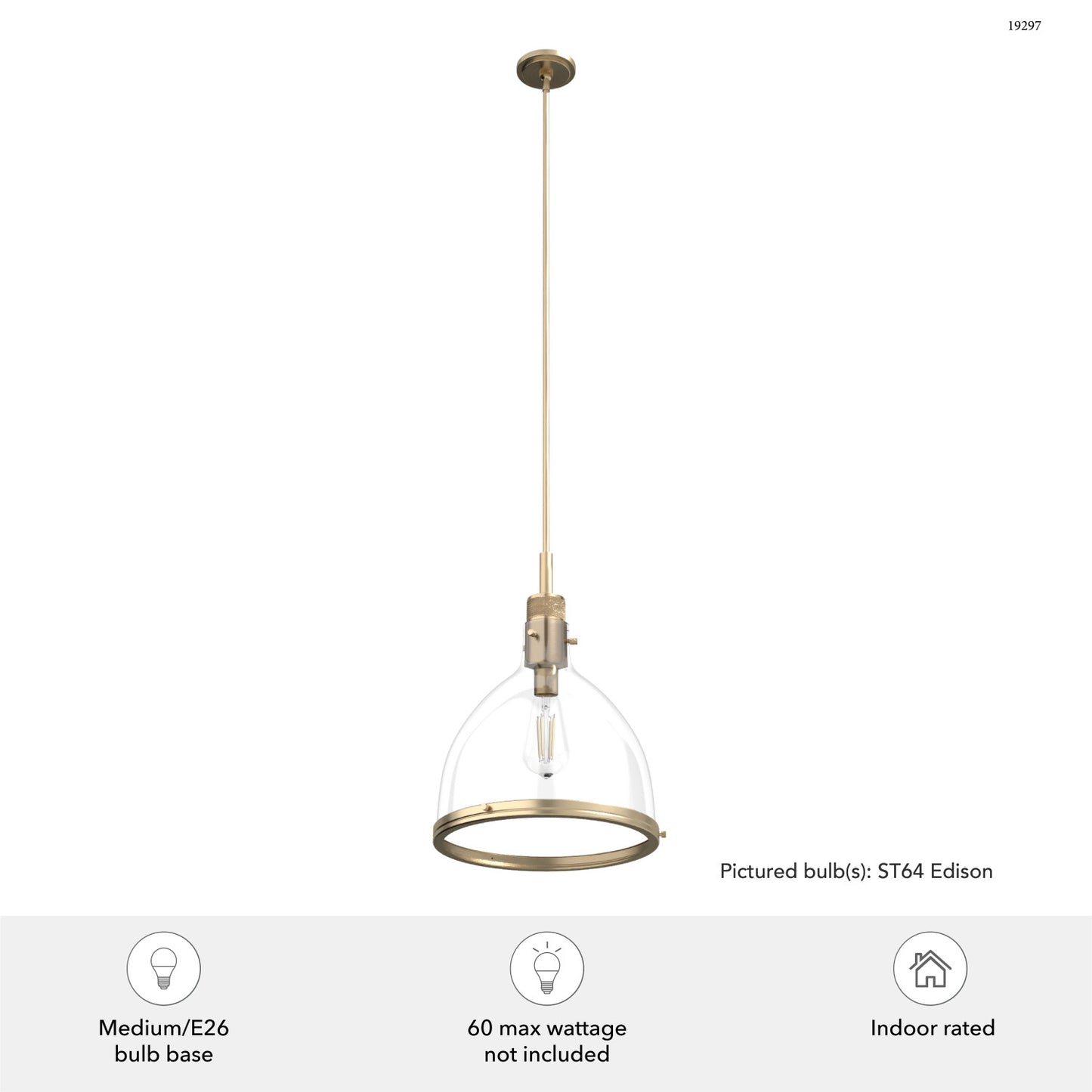 colgante van nuys 1 luz 16 pulgadas lighting hunter alturas gold - clear| 4