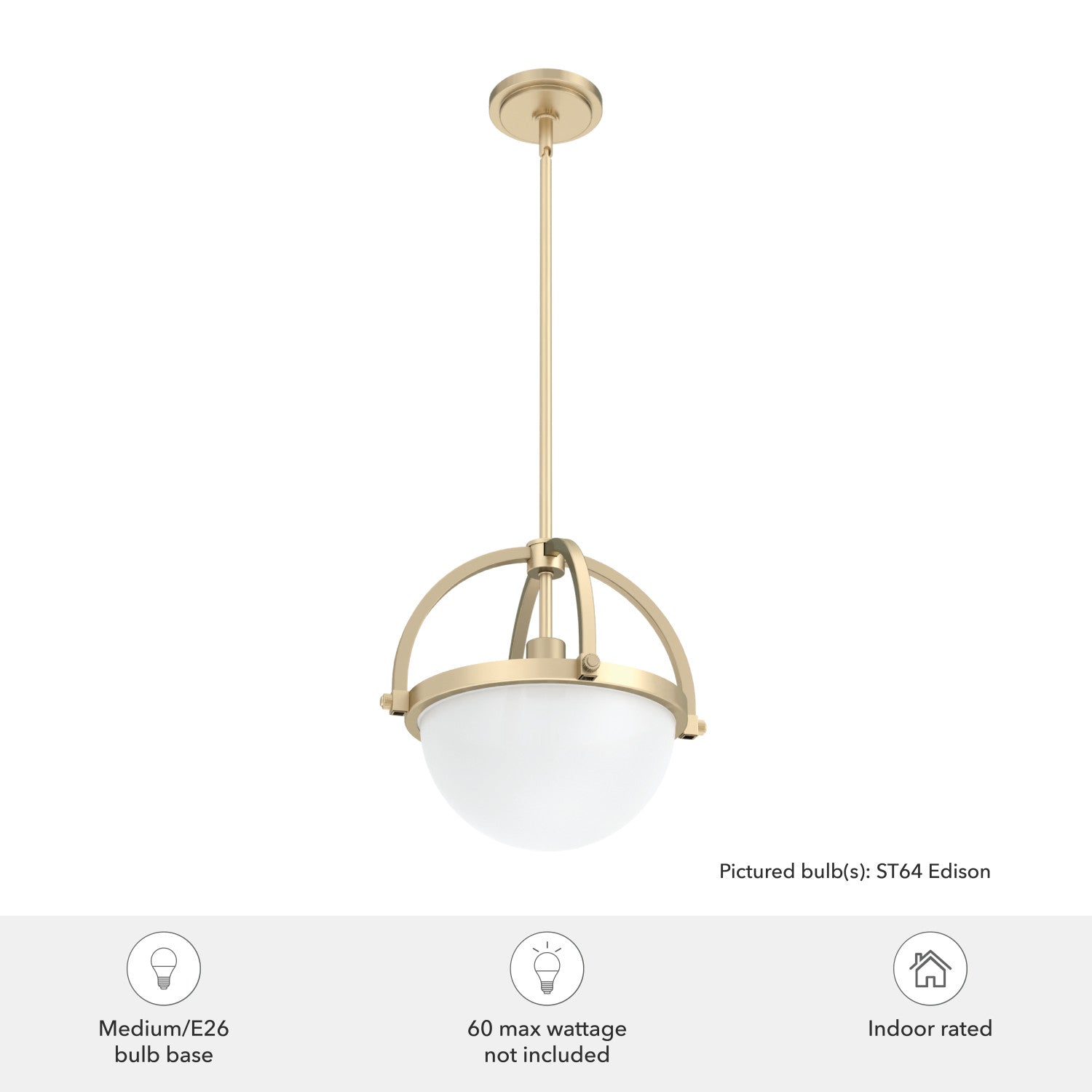 colgante wedgefield 1 luz lighting hunter alturas gold - frosted cased white| 4