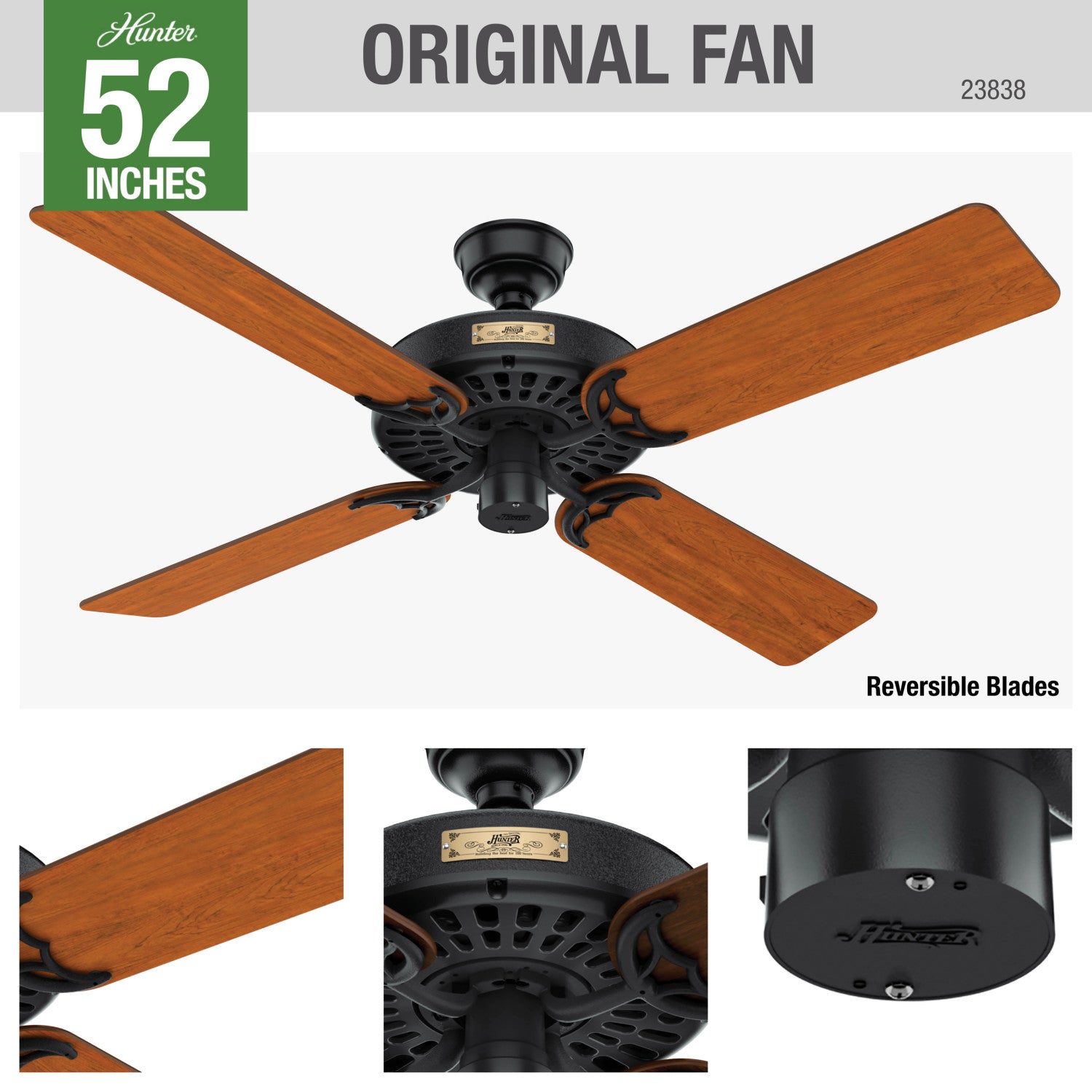  ventiladores de techo hunter matte black - walnut| 3