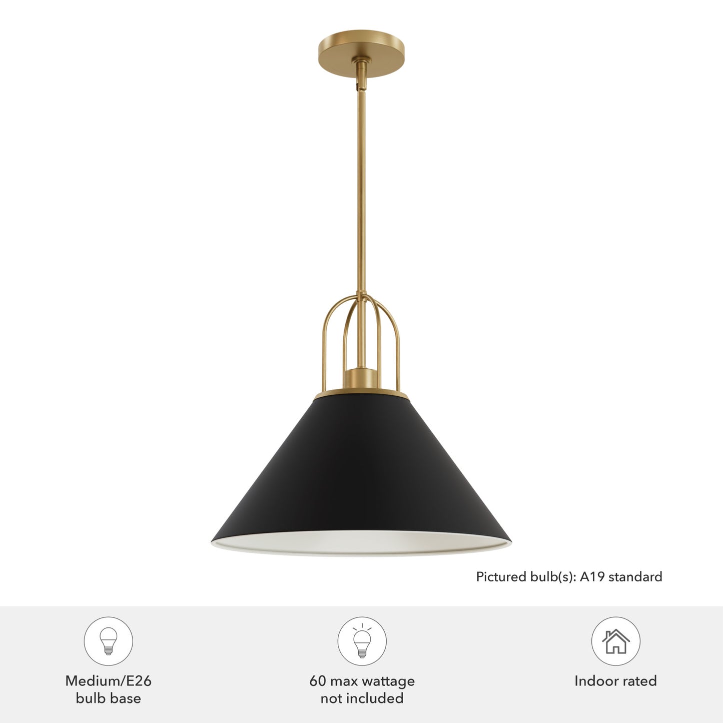  lighting hunter matte black - luxe gold| 4