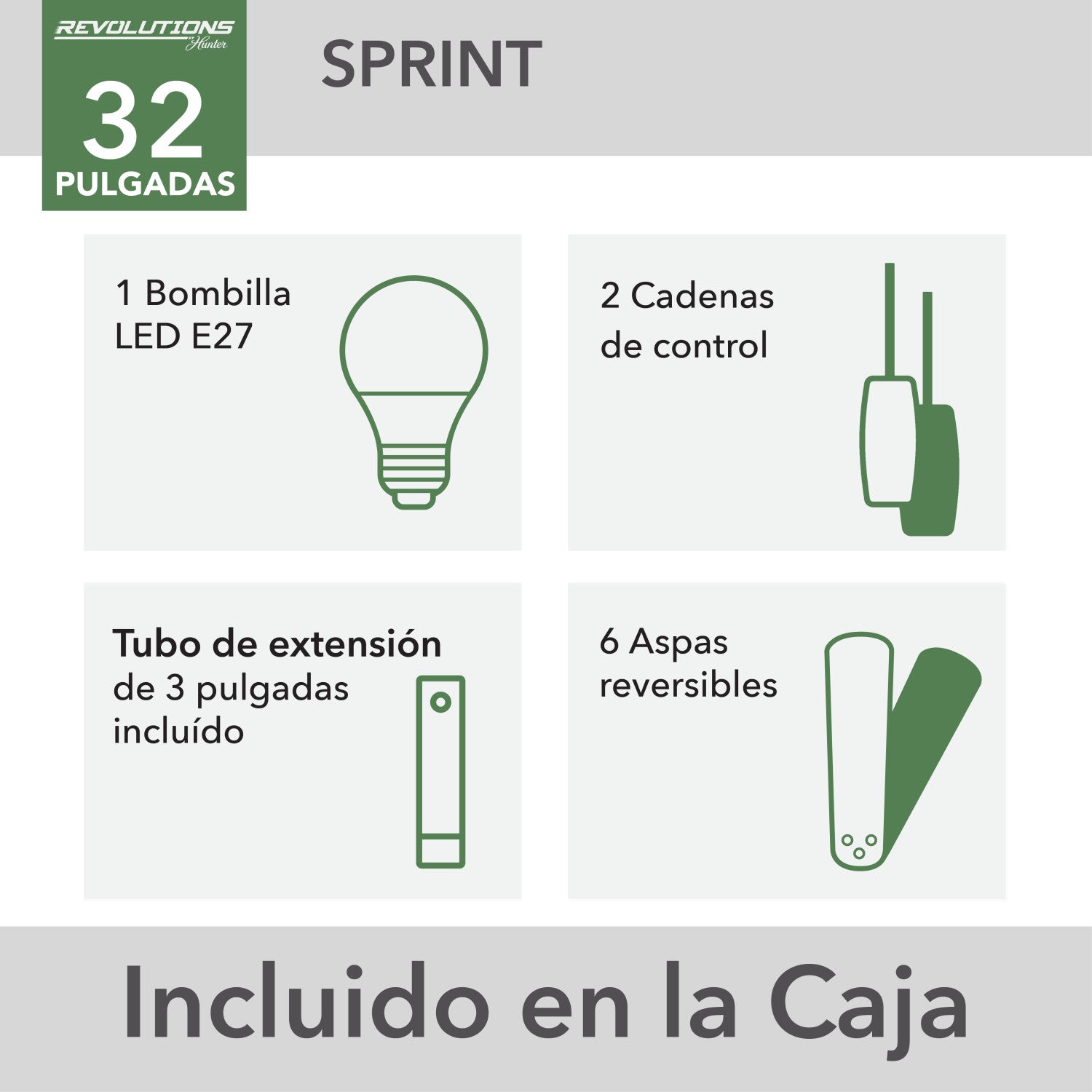 sprint con luz 32 pulgadas ventiladores de techo brushed nickel - maple| 2